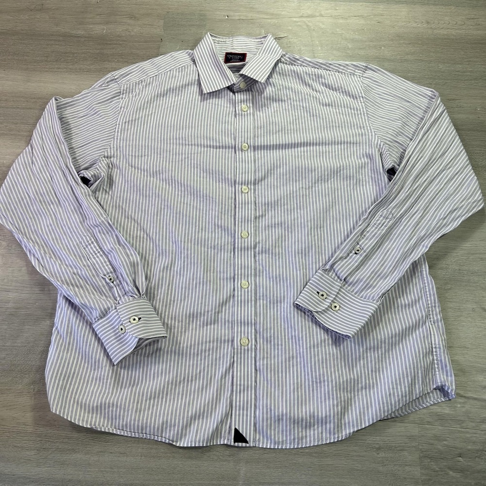 UNTUCKit Vaudon Shirt Mens XL Purple Stripe‎ Regular Fit Long Sleeve Button Up